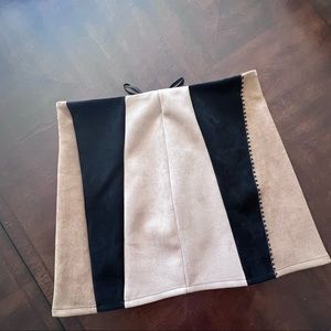 She and Sky Black and Tan Mini Skirt